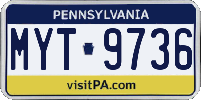 PA license plate MYT9736