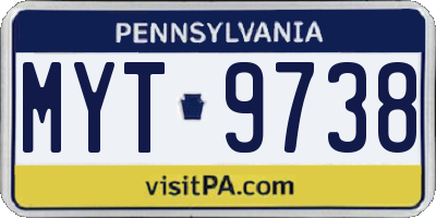 PA license plate MYT9738