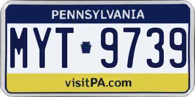 PA license plate MYT9739