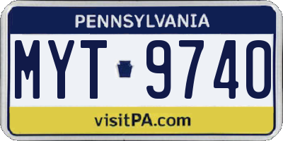 PA license plate MYT9740