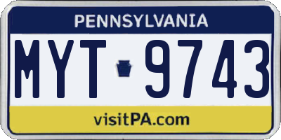 PA license plate MYT9743