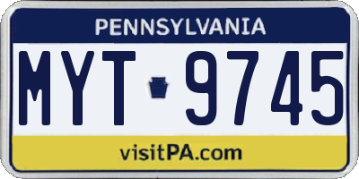 PA license plate MYT9745