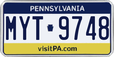 PA license plate MYT9748