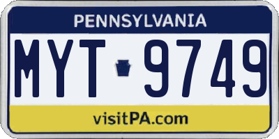PA license plate MYT9749
