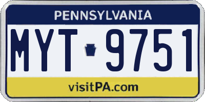 PA license plate MYT9751
