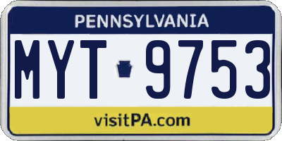PA license plate MYT9753