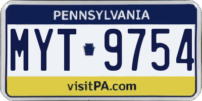 PA license plate MYT9754