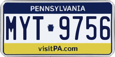 PA license plate MYT9756