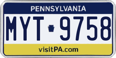 PA license plate MYT9758