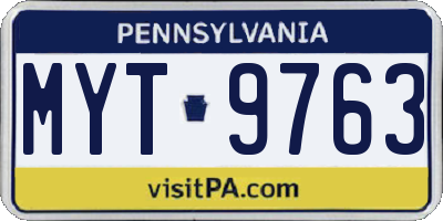 PA license plate MYT9763