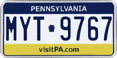 PA license plate MYT9767