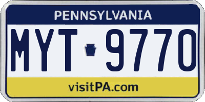 PA license plate MYT9770