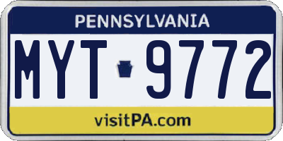 PA license plate MYT9772