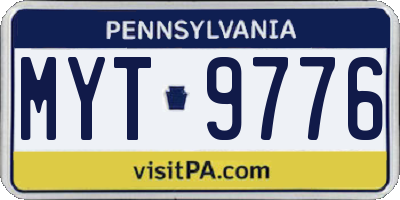PA license plate MYT9776