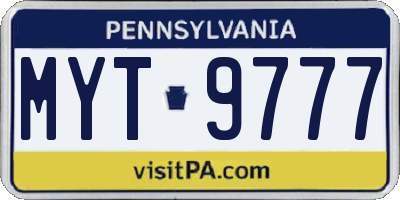 PA license plate MYT9777