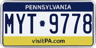 PA license plate MYT9778