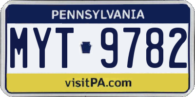PA license plate MYT9782