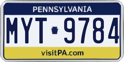 PA license plate MYT9784