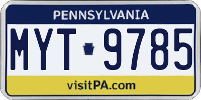 PA license plate MYT9785