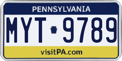 PA license plate MYT9789