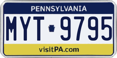 PA license plate MYT9795