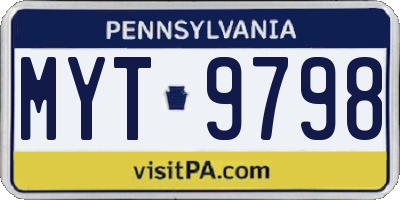 PA license plate MYT9798