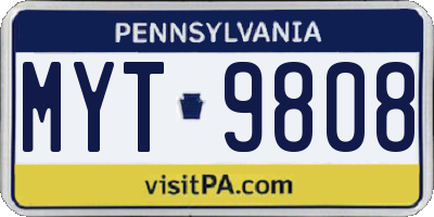PA license plate MYT9808