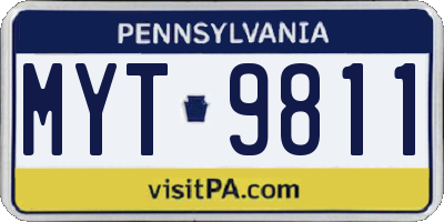PA license plate MYT9811
