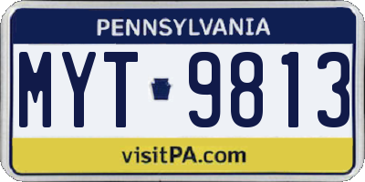 PA license plate MYT9813