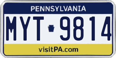 PA license plate MYT9814