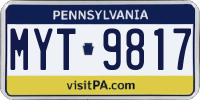 PA license plate MYT9817