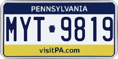 PA license plate MYT9819