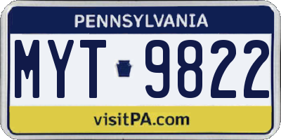PA license plate MYT9822