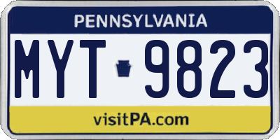 PA license plate MYT9823