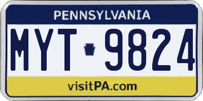 PA license plate MYT9824