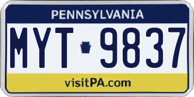 PA license plate MYT9837