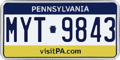 PA license plate MYT9843