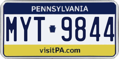 PA license plate MYT9844