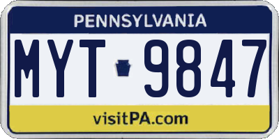 PA license plate MYT9847