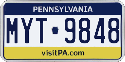 PA license plate MYT9848