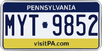 PA license plate MYT9852