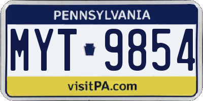 PA license plate MYT9854