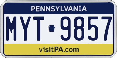 PA license plate MYT9857