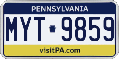 PA license plate MYT9859
