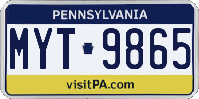 PA license plate MYT9865
