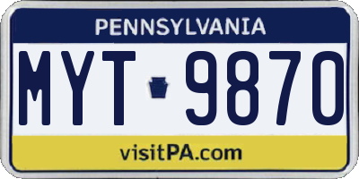 PA license plate MYT9870