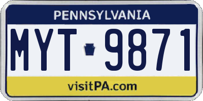 PA license plate MYT9871