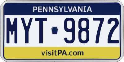 PA license plate MYT9872