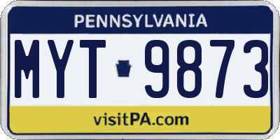 PA license plate MYT9873
