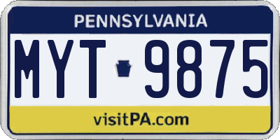 PA license plate MYT9875
